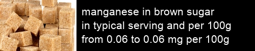 manganese in brown sugar information and values per serving and 100g